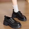 Platform loafers 2025 autumn new versatile retro casual leather shoes British women's height-increasing single shoes versatile foreign style