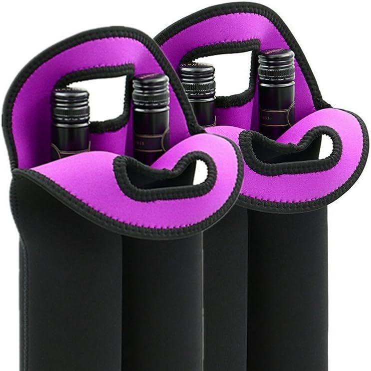 2-Pack Insulated Rubber Wine Bottle Covers with Carry Handles - Multi-Color Options, Convenient and Practical for Home