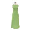 Elegant French Green Sleeveless Summer Dress: Mori Girl Style with Waist-Cinching Bell-Shaped Skirt