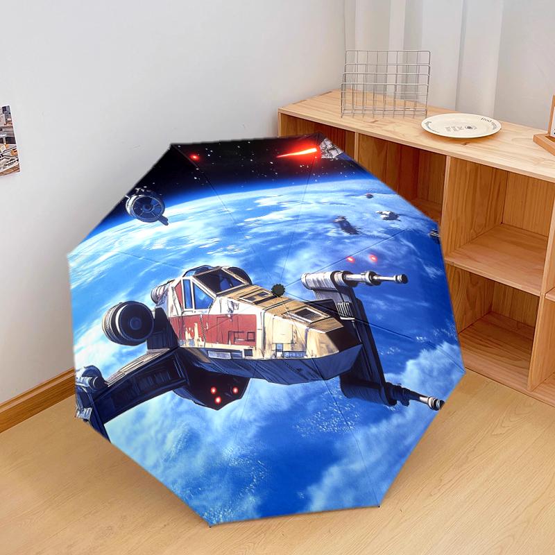 1 PC Automatic Folding Umbrella - outer space Pattern, Portable & Foldable Design with 8 Ribs, Christmas Birthday Gifts
