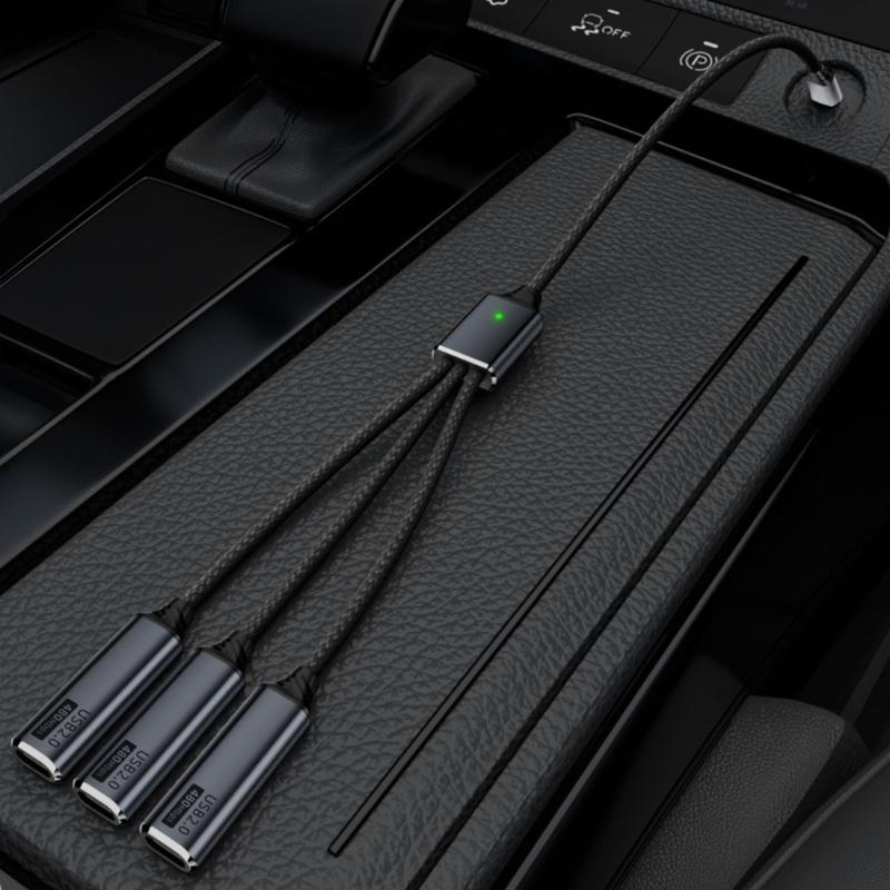 Aluminum USB Hub USB Male to 3 Female Port for OTG Functionality and Enhances Device Connection