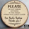 1pc Funny Vintage Round Tin Sign Please Do Not Throw Anything Other Than Toilet Paper Into The Toilet Septic System Plaque