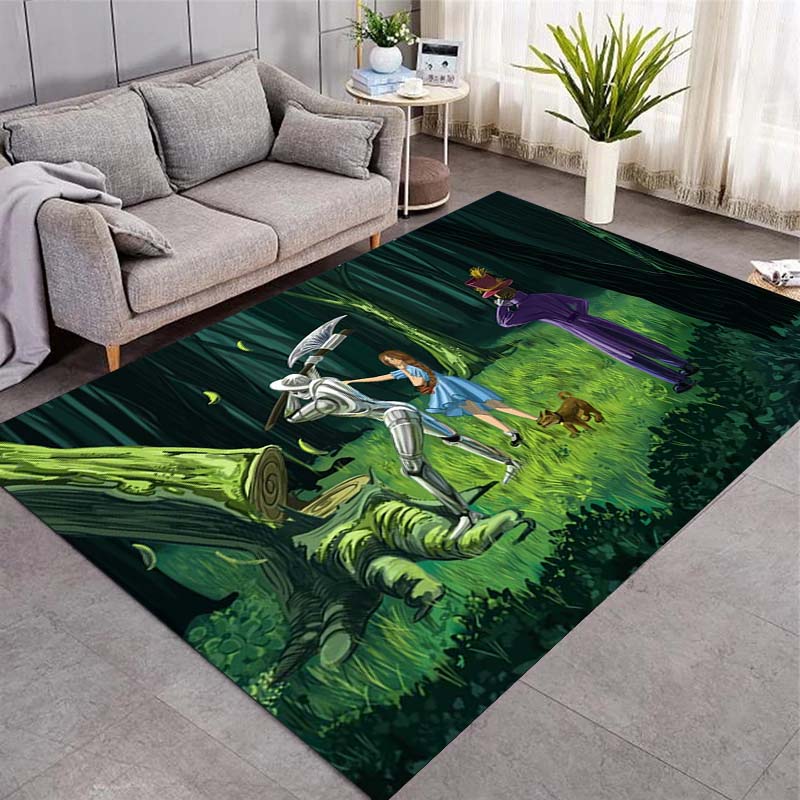 Wizard of Oz Fairy Tale Character Print Area Rug Non‑Slip Floor Mat Carpet for Living Room Bedroom Home Art Decoration
