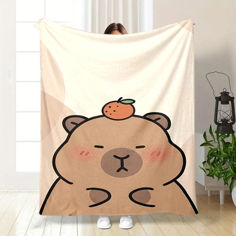 1PC Cute cartoon capybara pattern blanket, all season lightweight home office outdoor nap multifunctional blanket