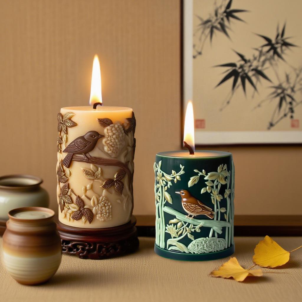 Handmade Gift Cylinder Aroma Candle Silicone Mold Relief Birdy Pillar Gypsum Resin Mould DIY Bird Form Candle Candle Making