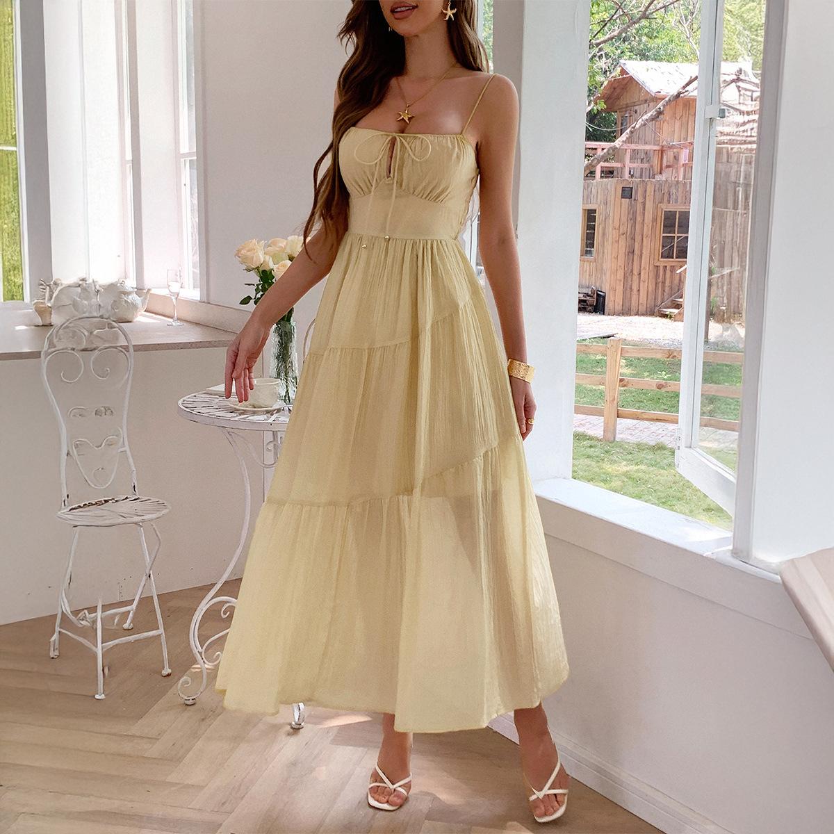 

Пляжное платье-халтер в праздничном и повседневном стиле для женщин, весна-лето S жёлтый