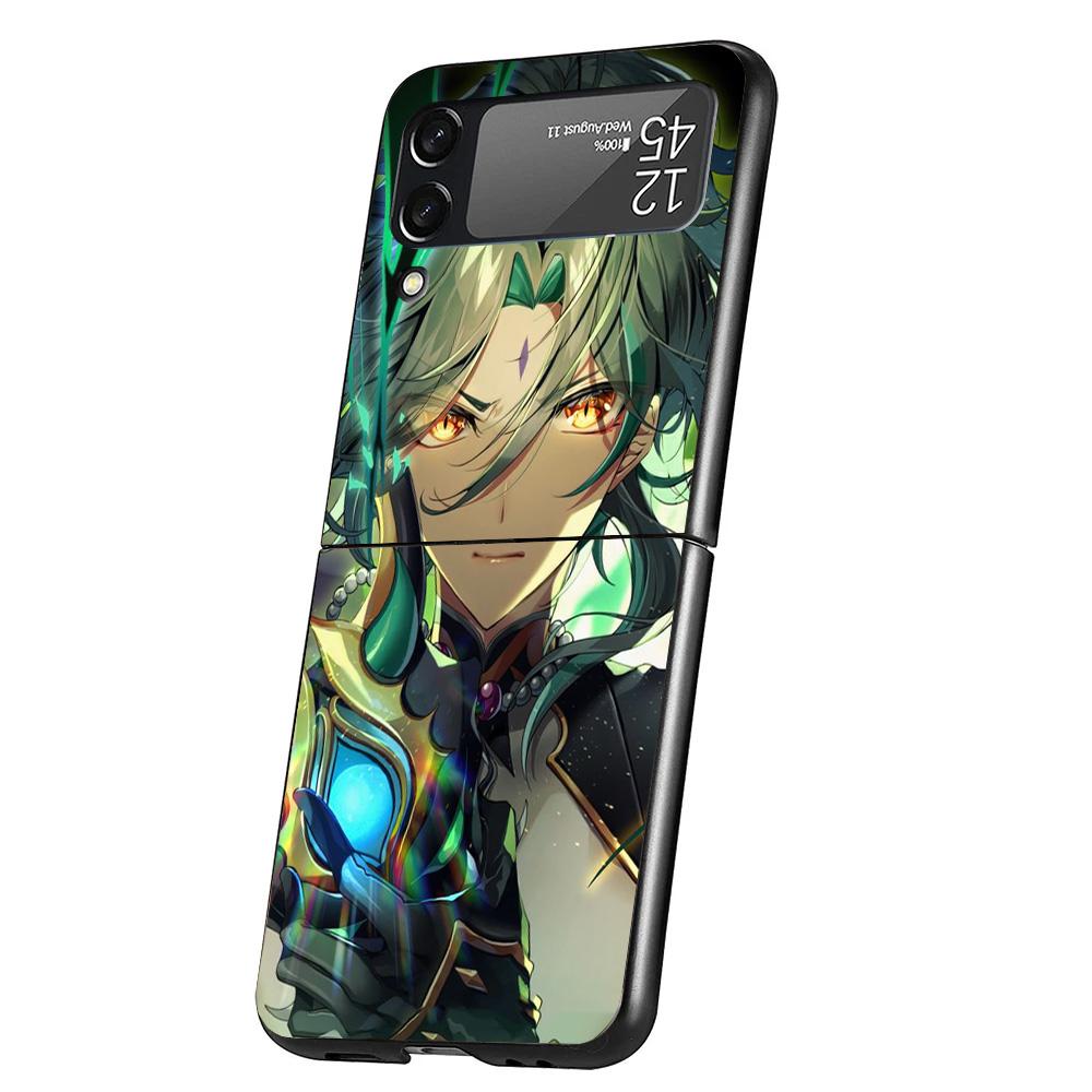Xiao Genshin Impact Cover Phone Case For Samsung Galaxy Z Flip 7 6 5 4 3 5G Flip7 Flip6 Flip5 Flip4 Flip3 Black Fundas Shell Gal