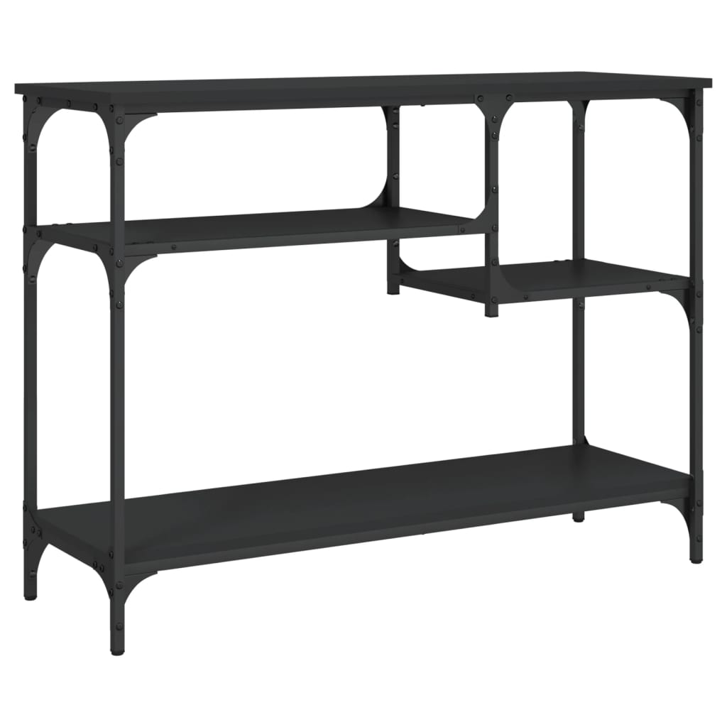 Console Table with Shelves Black 100 x 35 x 75 cm