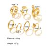 2024 Snake Rose Ring Set 7-piece Irregular Trend Fashion Cute Ring Ladies Girl Jewelry