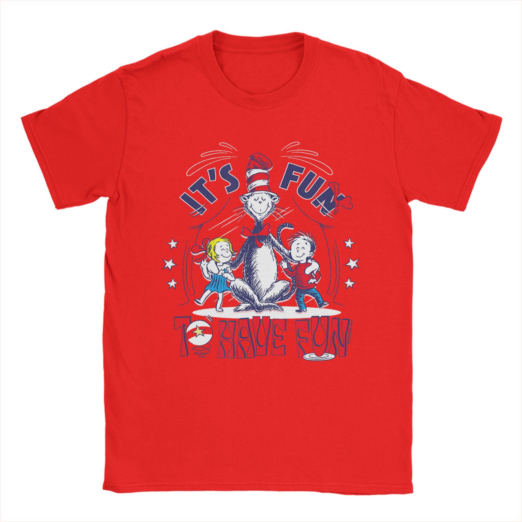 Dr. Seuss Cat in The Hat Fun to Have Fun T-Shirt Summer Cotton T Shirts For Fashion Tee Shirt Short Sleeves Streetwear Clothes S