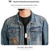 Xintang Mens Retro Heavy Industry Denim Jacket – High Street Turn-Down Collar Shirt Jacket 2025, American Loose Fit Top
