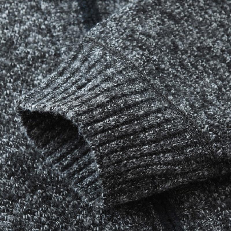 Men's Casual Knit Cardigan Sweaters Slim Fit Fleece Full Zip Thick Knitted Cardigan Winter Outwear