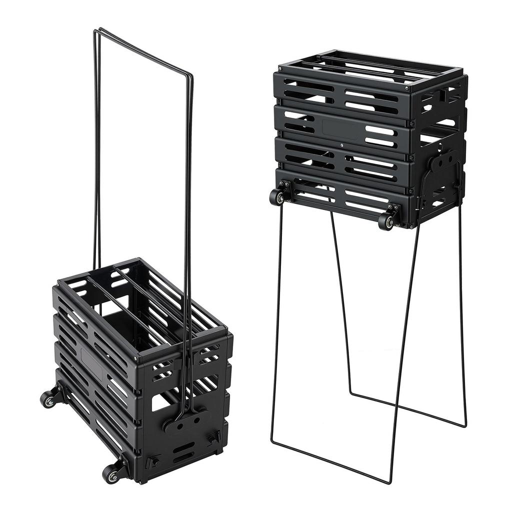 Tennis Ball Hopper, Holds 80 Tennis Balls, Pickleball Basket Cart with Wheels for Easy Pick Up, Portable Pickleball Collection Caddy with Heavy-Duty