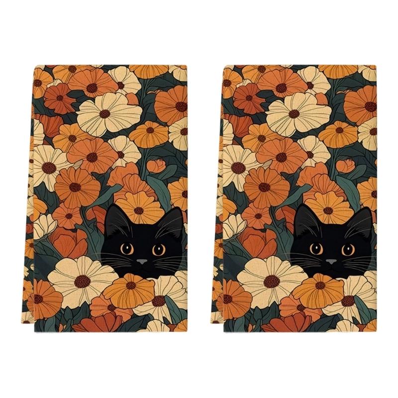 

Lovely Cats Designs Cotton Kitchen Towel Absorbent Quick Drying Reusable Dish Cloth Safe For Kids And Pet