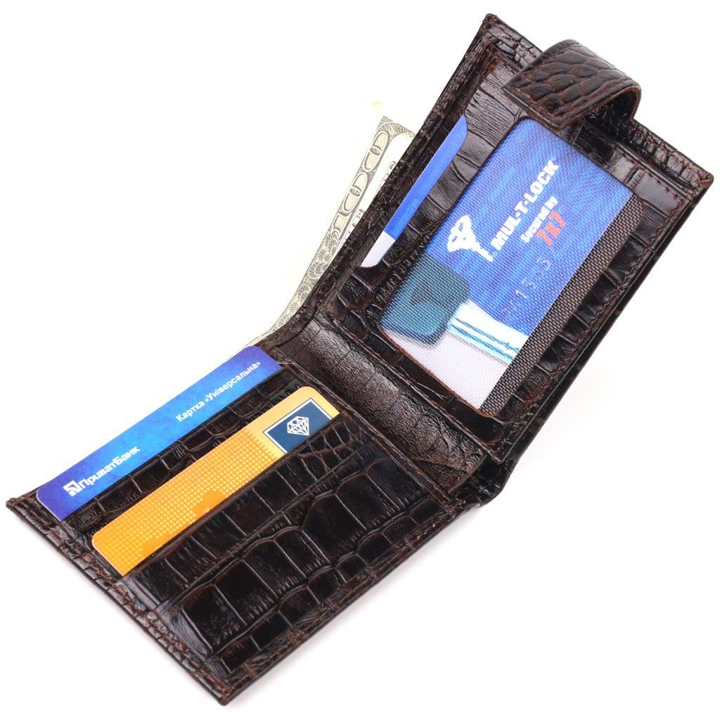 Original Men's Wallet Made of Genuine Textured Leather CANPELLINI Purse 21513 Brown