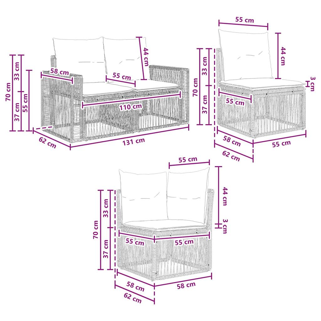 Garden Sofa Set 8 Pcs Black and Cream White Poly Rattan