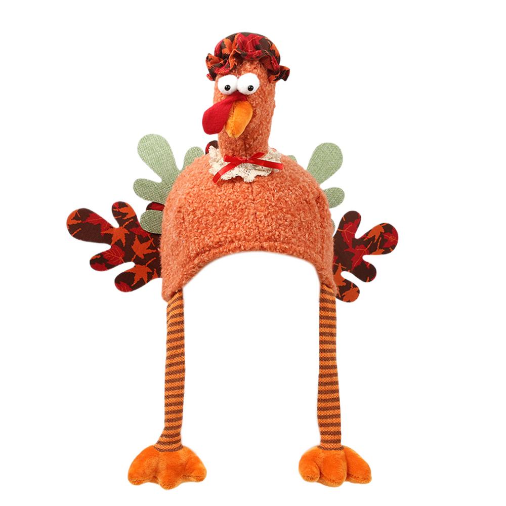 Turkey Hat Chicken Hat Costume Turkey Long Legs Hat Thanksgiving Decorations Cartoon Plush Turkey Hat for Thanksgiving Holiday