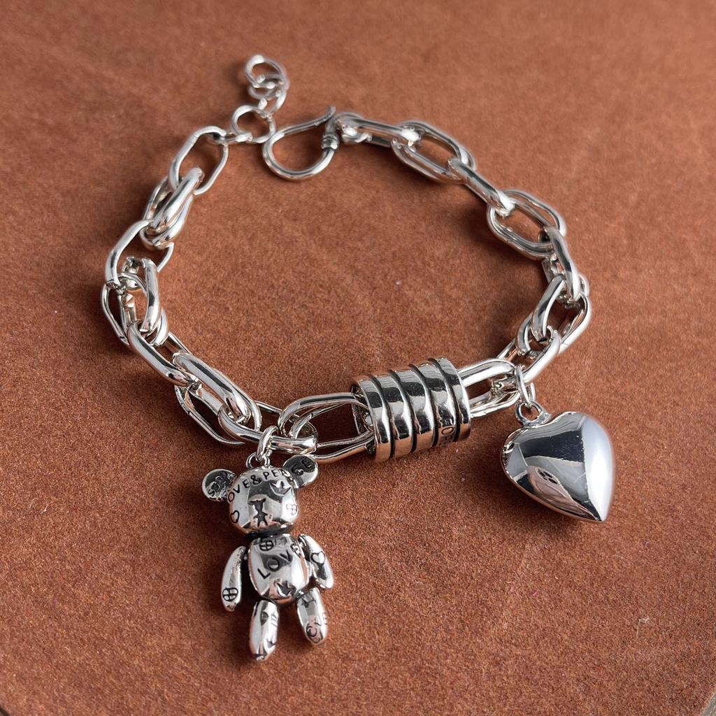 100% Solid 925 Sterling Silver Retro Bracelet for Women Men Vintage Handmade Heavy Chain Simple Bracelet Birthday Gift