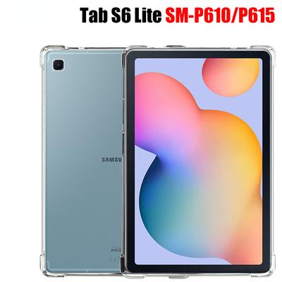 2 IN 1 Tablet Case with Glass for Samsung Galaxy Tab S6 Lite 2020 Silicone Soft Shell TPU Airbag Cover Transparent Protection Case for SM-P610 SM-P615
