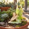 Garden Fairy Figurine Tabletop LeafShaped Wing Statue Compact Hand Painted Figure for Garden,
