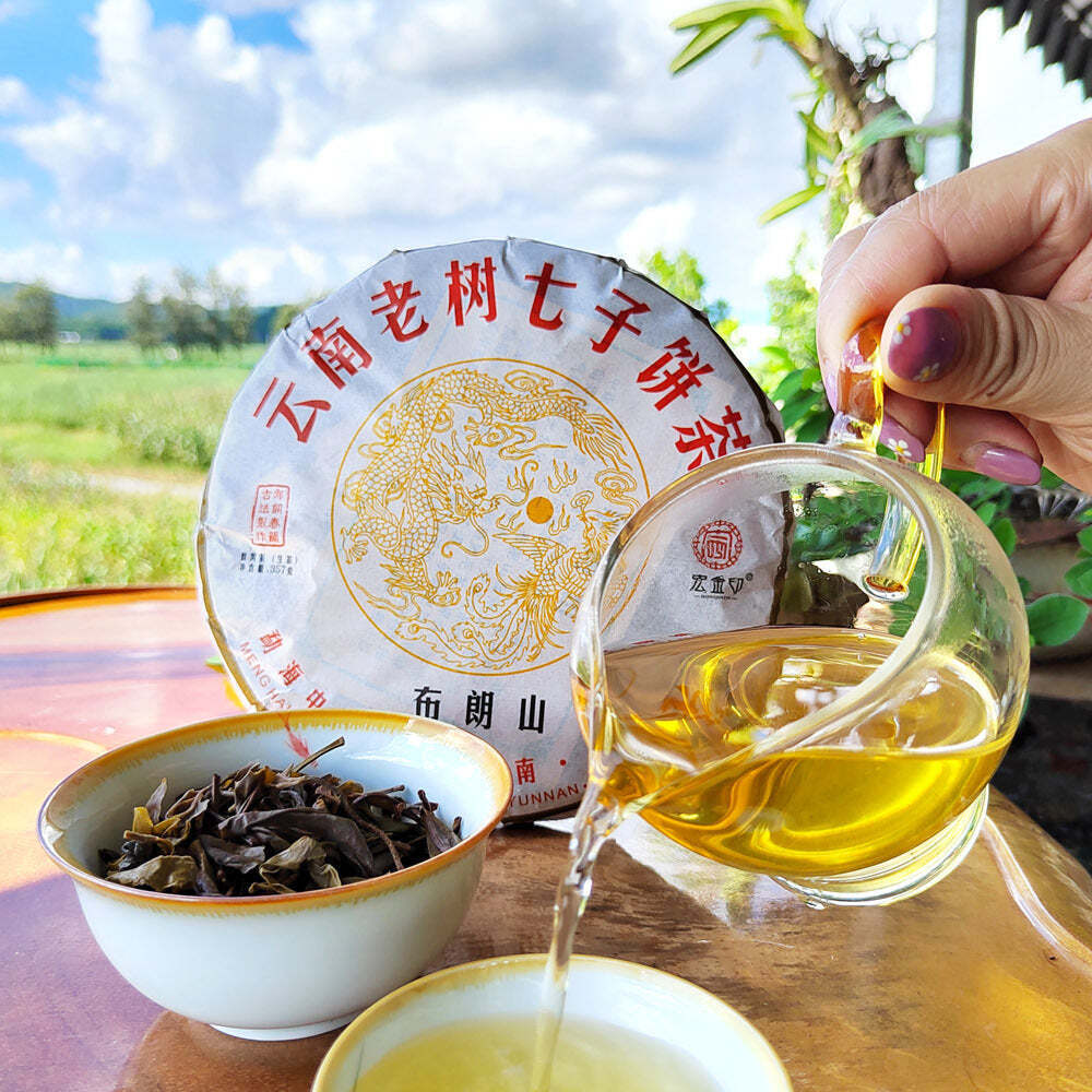 357г Юньнань Мэнхай Сырой чай Пуэр Булан Горный Ранний весенний зеленый чай Пуэр — фото 3