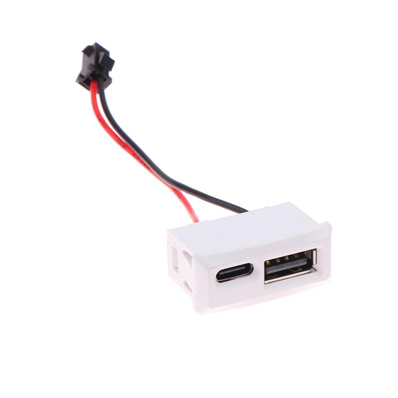 1Pcs Double Layer White/Black USB Female Base Type-c Socket USB Lamp Charging Socket Power Socket 2P With Cable Connector