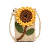 Woven Sunflower Phone Bag With Flap Closure For Daily Use And Urban Style