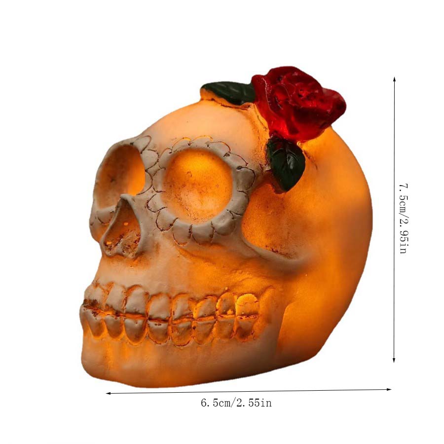 Halloween Skull Decoration Flower Rose Glowing LED Skull Shape Decoration Desktop For Terror Skull Party Home Outdoor Decor