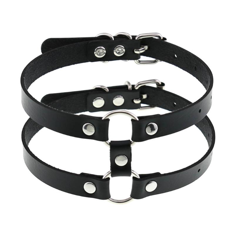 1Pc Punk Women Harajuku Heart Religion Cross PU Leather Choker Necklaces Punk Gothic Spike Rivet Collares Bell Torques Jewelry