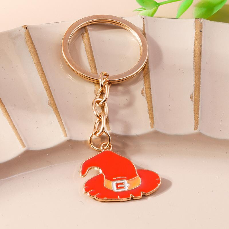 Cute Enamel Pumpkin Keychain Halloween Ghost Bat Key Ring Pendants for Handbag Decor DIY Halloween Jewelry Accessories