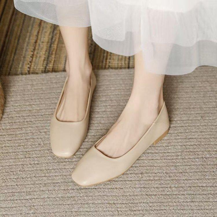 

Летняя новая женская одинарная обувь простая на низком каблуке Мэри Джейн маленькие кожаные туфли универсальные дышащие для работы 40 абрикосовый