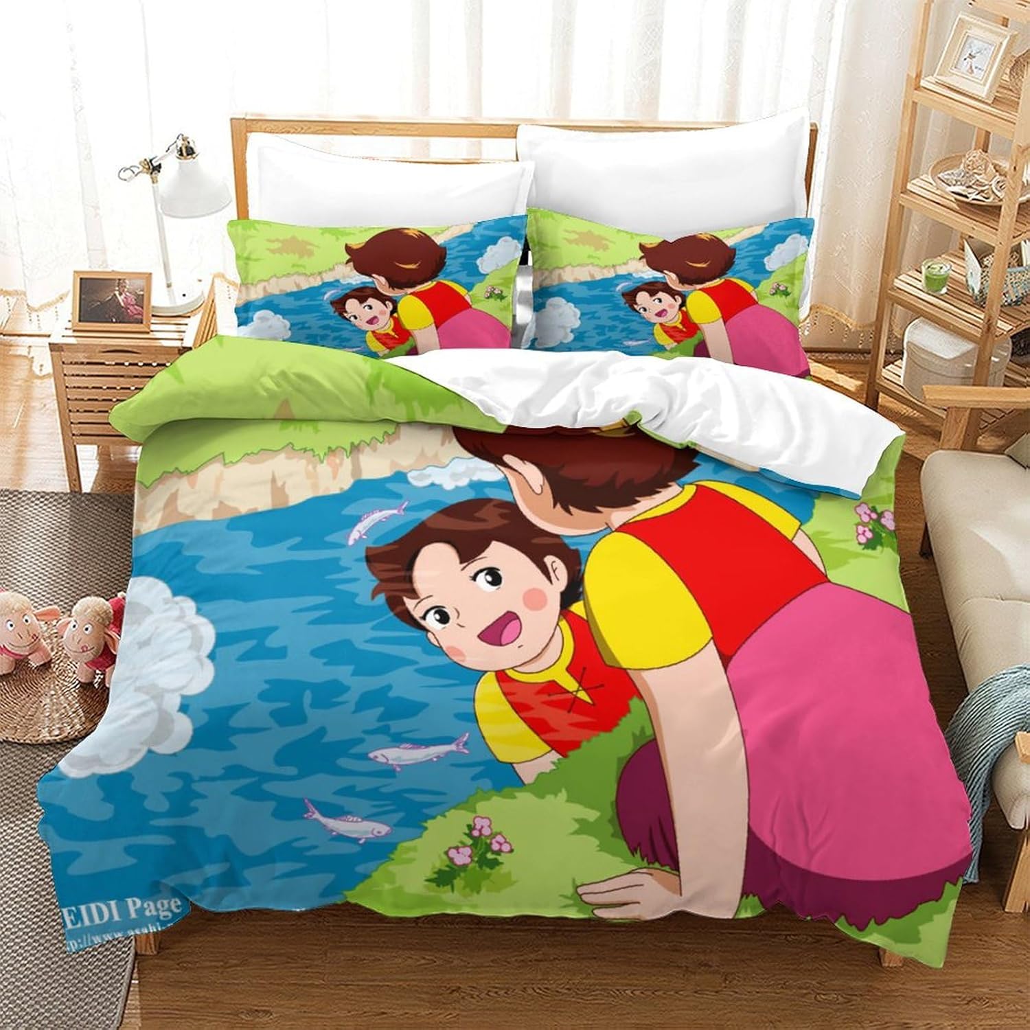 

Комплект пододеяльника «Девочка Хайди и семья», Постельный комплект «Хайди — девочка из Альп», наволочка, Украшение спальни для детей и взрослых 90x200m