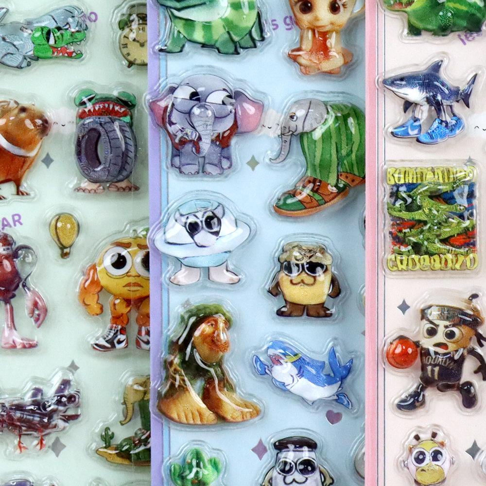 Creative Tung Tung Tung Sahur 3D Puffy Bubble Stickers Italian Brainrot Abstract Animal Cartoon Decals Decoration Toy Xmas Gift