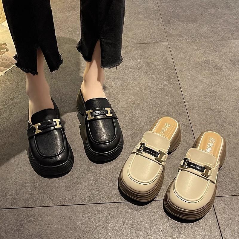 Fashion Muffin Muller Shoes Single Shoes Summer Bag Head Drag 2025 New Retro Casual Super Fire Half Slippers Thick Sole