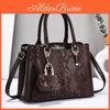 Fashion Splicing Design Shiny Snake Pattern Handbag With Pendant Small Bag For Women