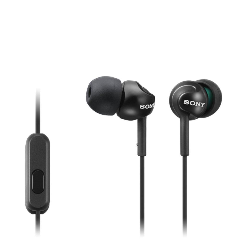 Significantly Reduces Sound SONY Headphones with Smartphone Compatible Remote Control and Leakage. In-Ear Microphone, Black, MDR-EX110AP/BQ