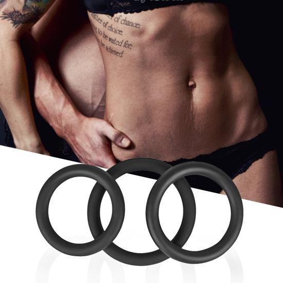3Pcs Skin-friendly Penis Ring Locking Sperm Silicone Flexible Safe Use Foreskin Ring for Adult Men