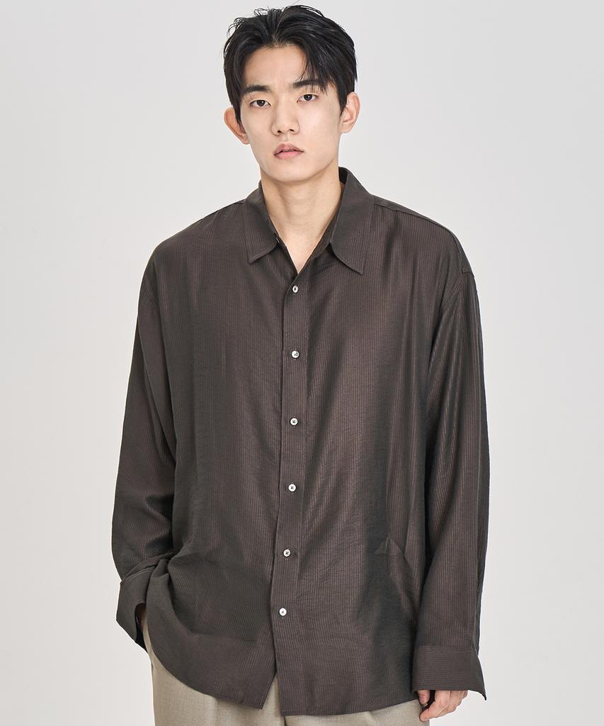 PRAIRIE Silky Striped Shirt (Brown)