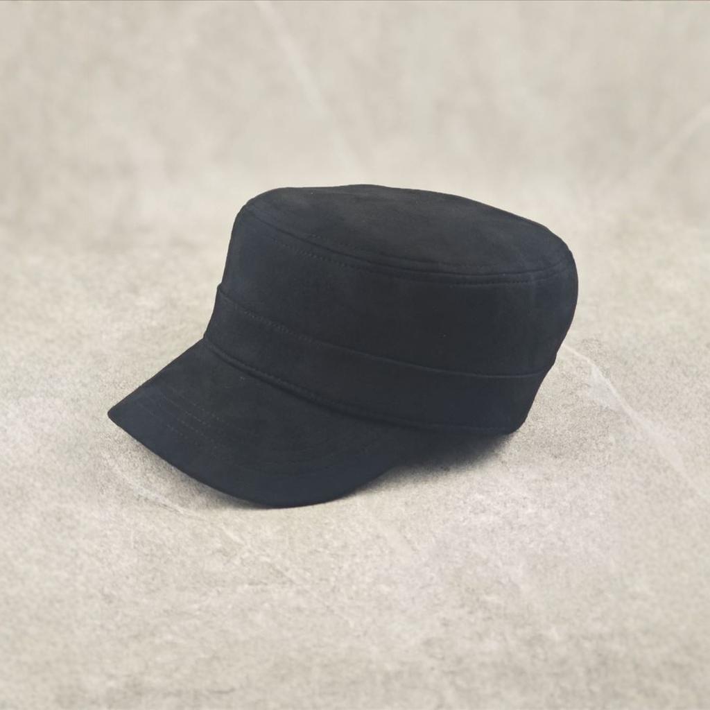Cappello Militare in Pelle Scamosciata da Donna con Testa Piccola 50cm 52cm 54cm Cappello Monocolore Autunno Inverno Cappello Piatto Casual Giapponese Cappello da Coppia da Uomo