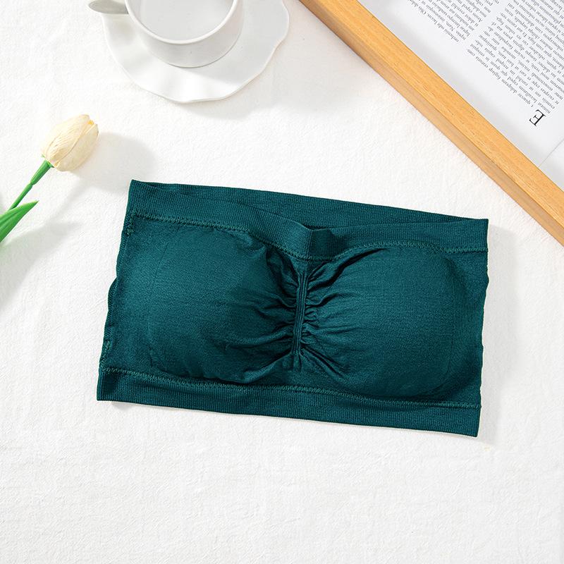 Extra Long Double Layer Strapless Bandeau with Removable Pads for Women - Thin, Invisible, One-Word Summer Design