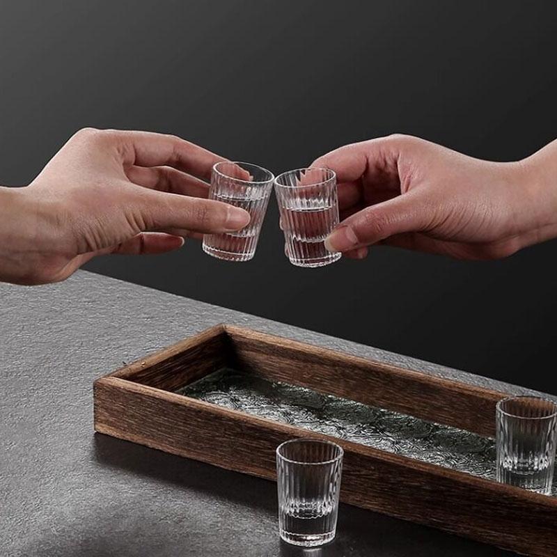 6 Piece Set of Ins Vertical Pattern Glass White Spirit Glasses Simple Spirits Glasses One-sipped Glasses Small Glass Cups Gifts
