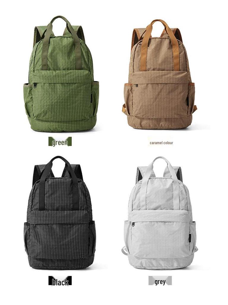 Cross-Border Plaid Large Capacity Foldable Hiking Backpack - Solid Casual Style