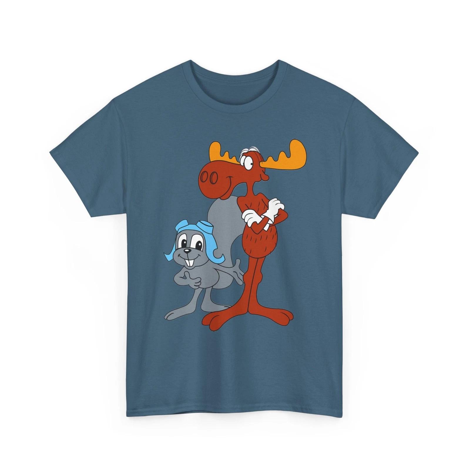 Bullwinkle Moose and Rocky the Flying Squirrel Printed T shirt Boris Natasha M