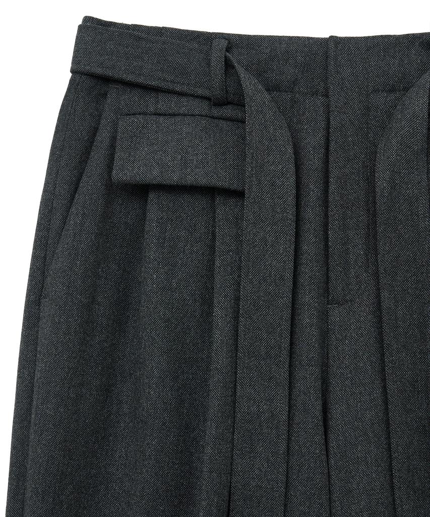 NOIRER FOR WOMAN Belted Pocket Wide Slacks (Gray)