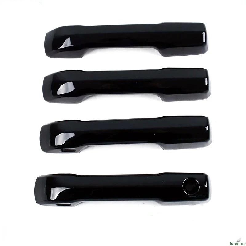 For Toyota Tundra Sequoia Tacoma 4Runner Glossy Black Carbon Fiber Chrome Car Door Handle Cover Trim Styling Auto Accessories