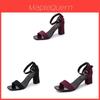Fashion Summer Womens Roman Style Open Toe Low Heel Sandals With Buckle For Adults
