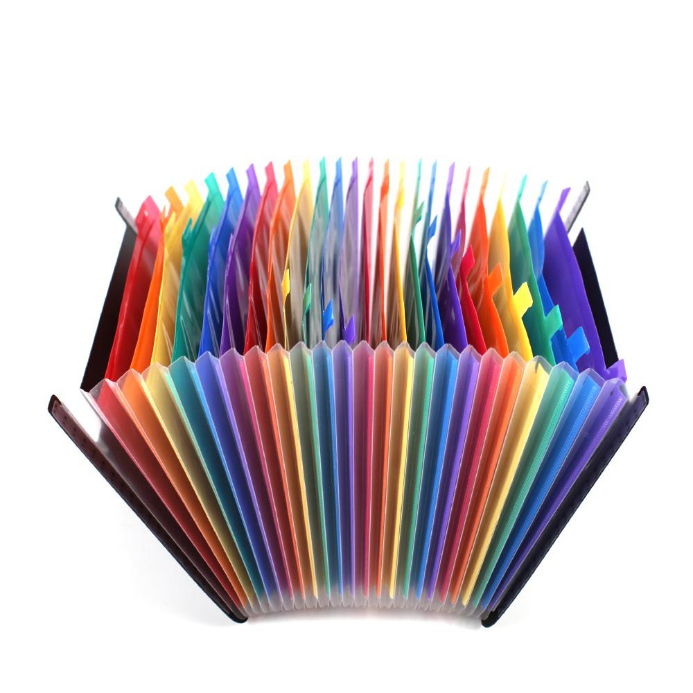 PP A4 Letter Accordion File Organizer Hot Pressing Forming Multi-color 24 Pockets Expandable File Folder