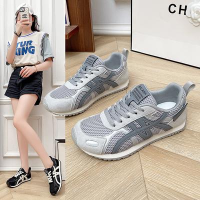 2025 neue Leder atmungsaktives Mesh Plateau Forrest Gump Schuhe Damen Sommer und Herbst vielseitige lässige Sport Laufschuhe Freizeitschuhe