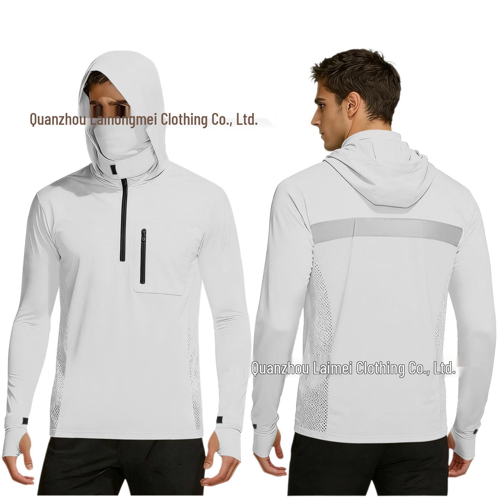 UPF50+ Hooded Sun Protection Ice Silk Breathable Anti-UV Men s Fishing Jacket M