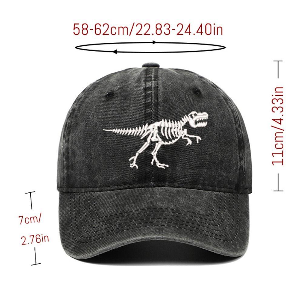 Curved Brim Dinosaur Skeleton Printed Hat Adjustable Dad Hat Baseball Cap  for Men Women